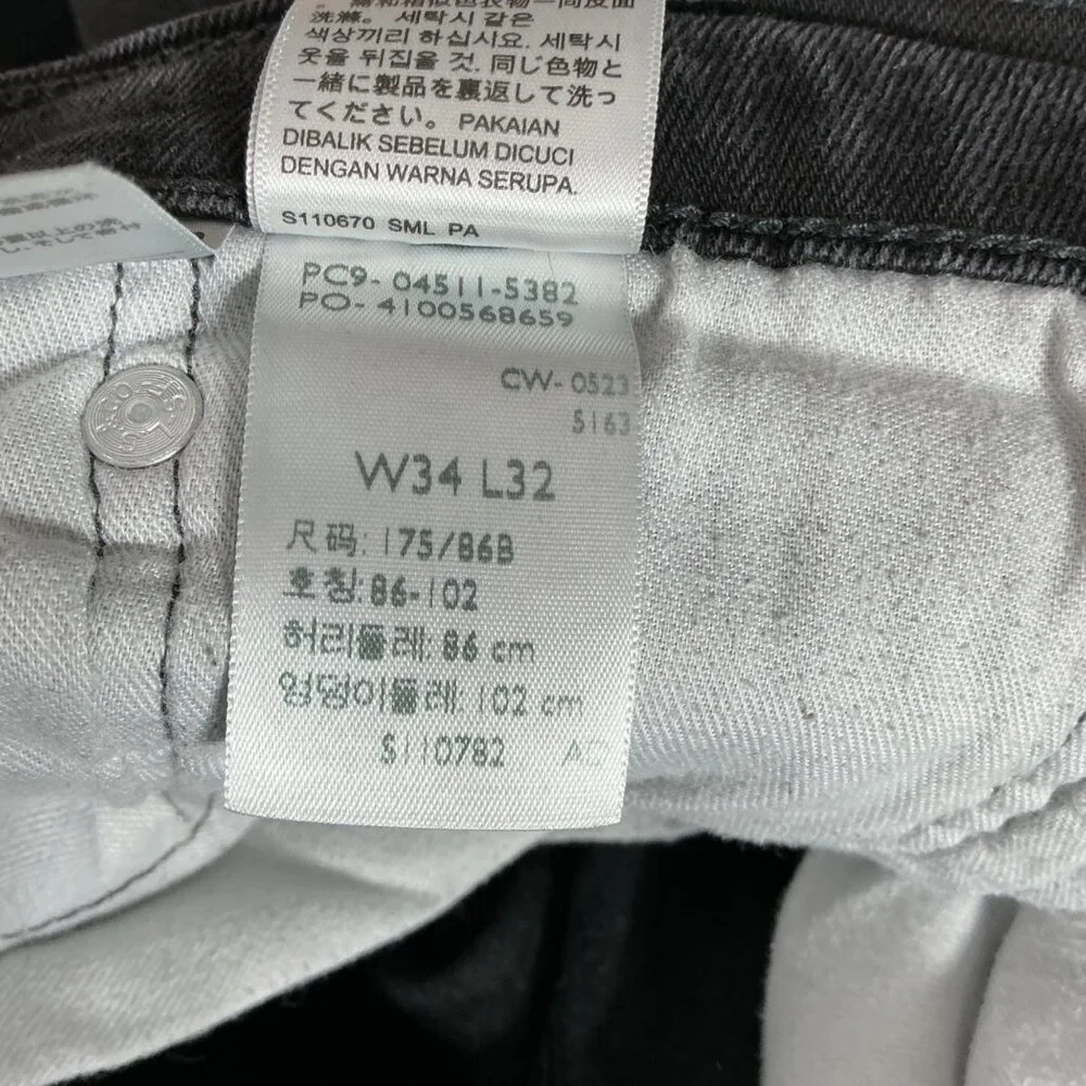 Levis 511 Mens Size W34 L32 Black Slim Fit Denim Jeans Original Riveted Label - Picture 6 of 10